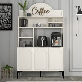 Hanah Home Lyon 120 Mueble Bar para Café Crema y Negro